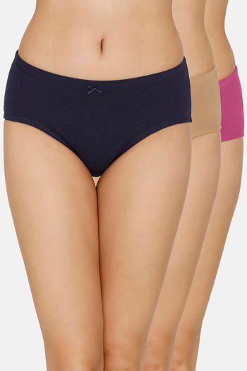 Buy Amante Medium Rise Full Coverage Hipster Panty (Pack of 3)- Assorted